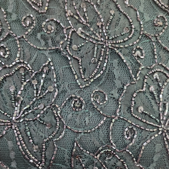 Brilliante by J.A. Dark Green Beaded Evening Cocktail Dress | L - Picture 2 of 8